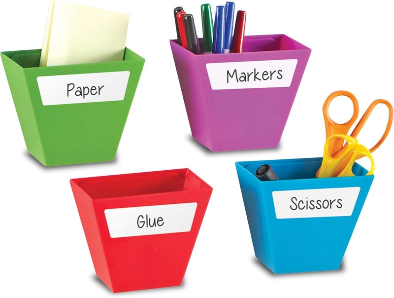 Learning Resources صناديق تخزين مغناطيسية Create-a-Space من Learning Resources - 4 عبوات مع ملصقات قابلة للكتابة والمسح، ملحقات وتنظيمات التعليم المنزلي، منظم للحرف والألوان، منظم للفصل الدراسي، العودة إلى المدرسة - Image 1